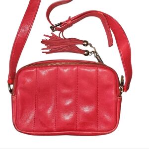 Talbots Red Quilted Crossbody Leather Bag